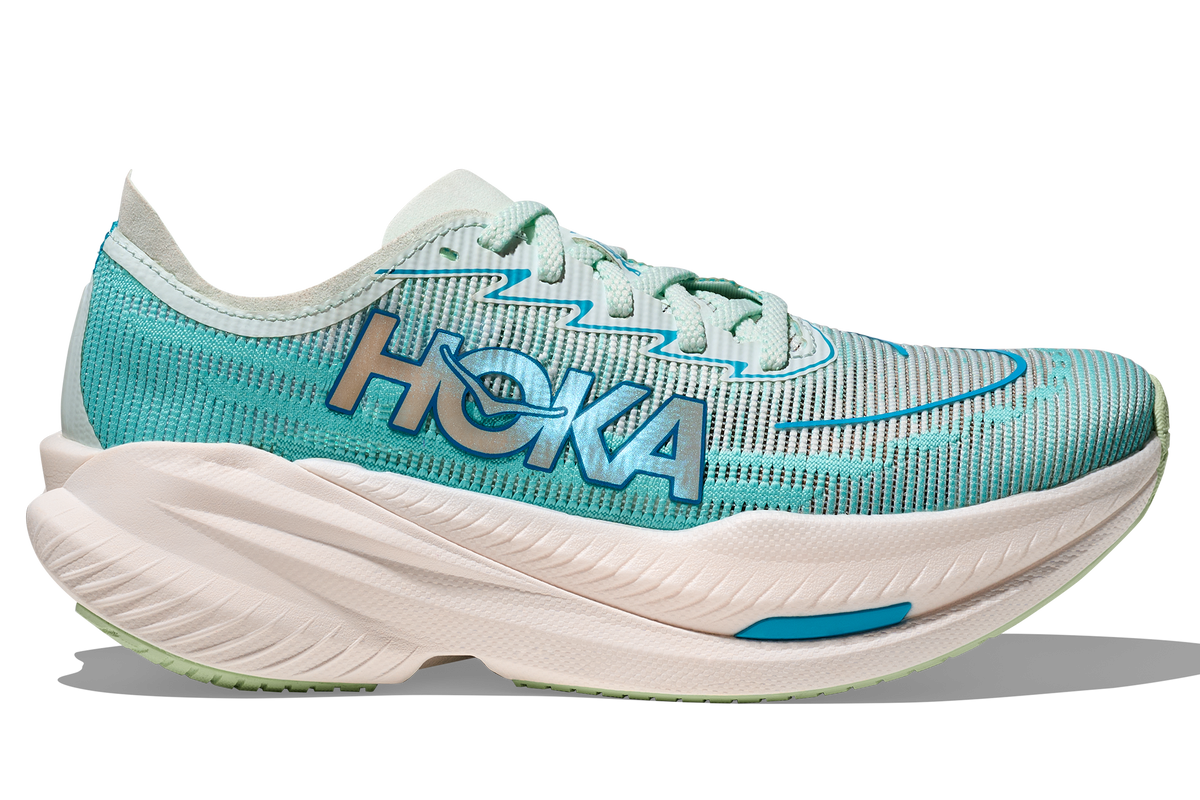 Hoka Mach X 2, Laufschuhe, Damen, Snow Melt/Blue Spark