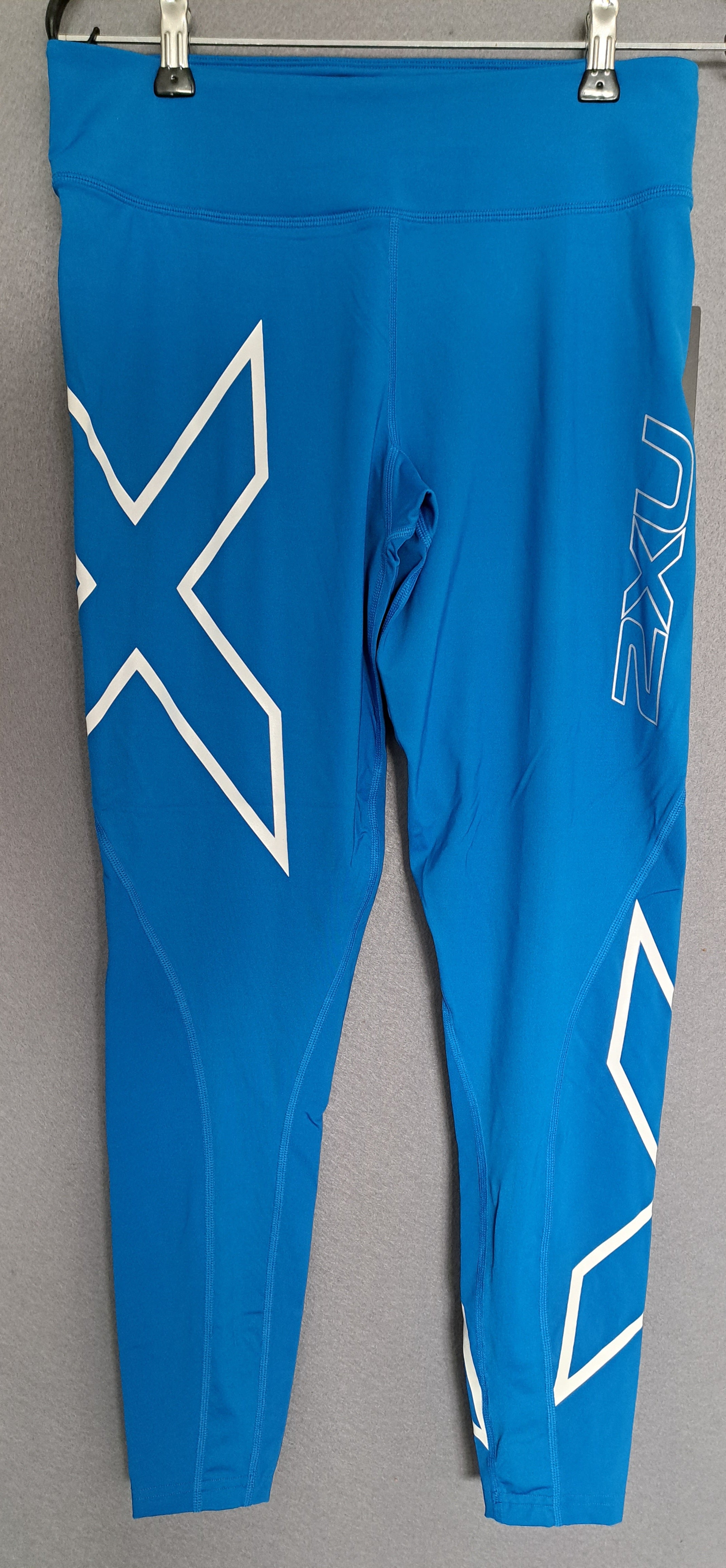 2XU Damen Mid-Rise Compression Tights, Blue/White