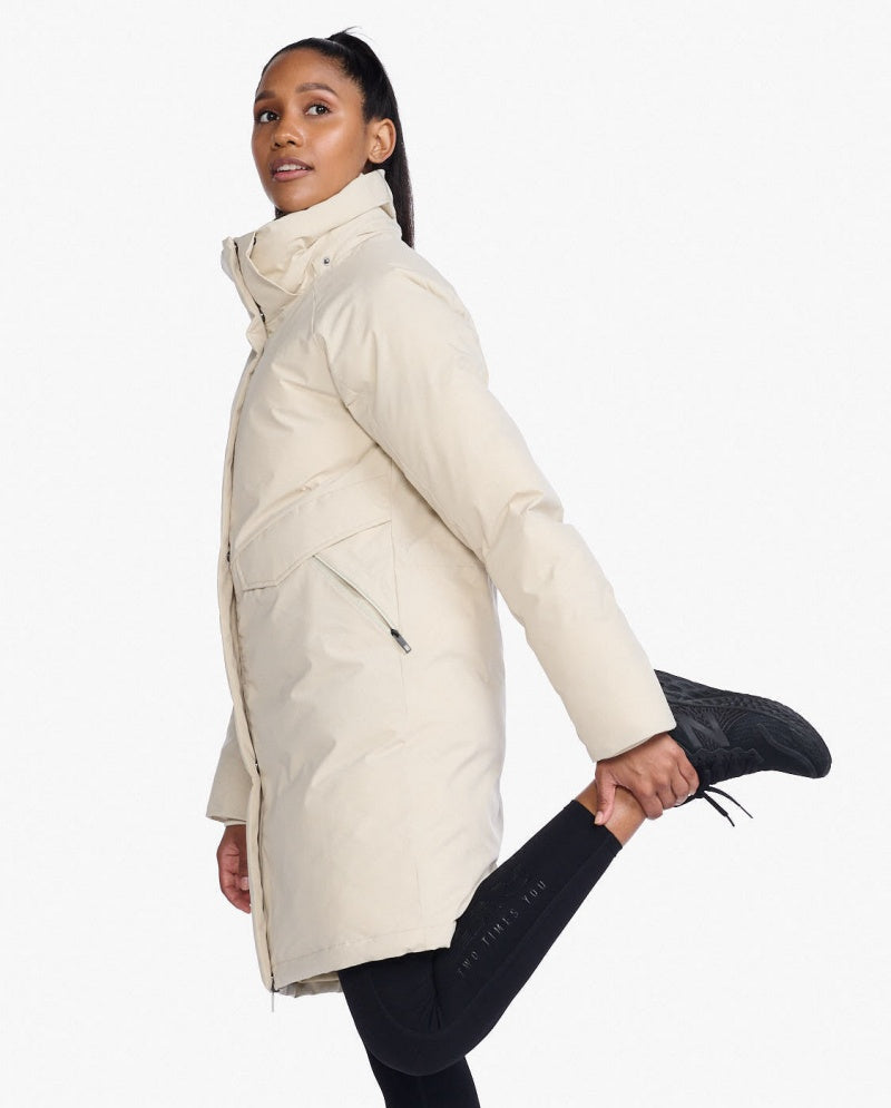 2XU Commute Insulation Longline Jacket, Damen, Linen/White