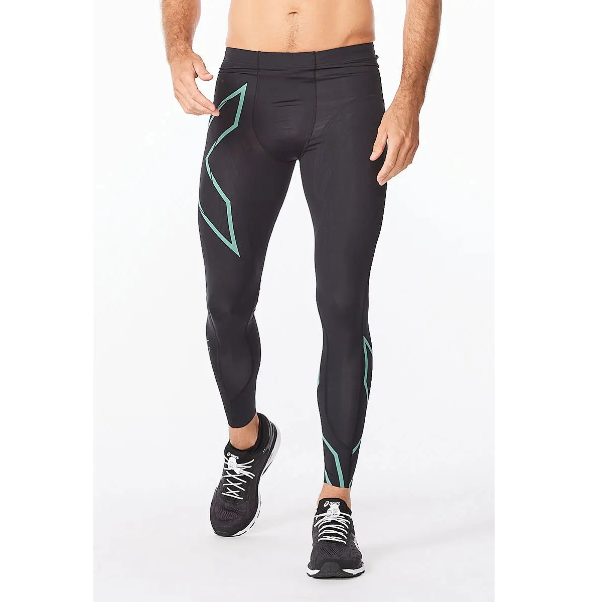 2XU Light Speed Compression Tights, Laufhose, Herren, Black/Silver Sage Reflective