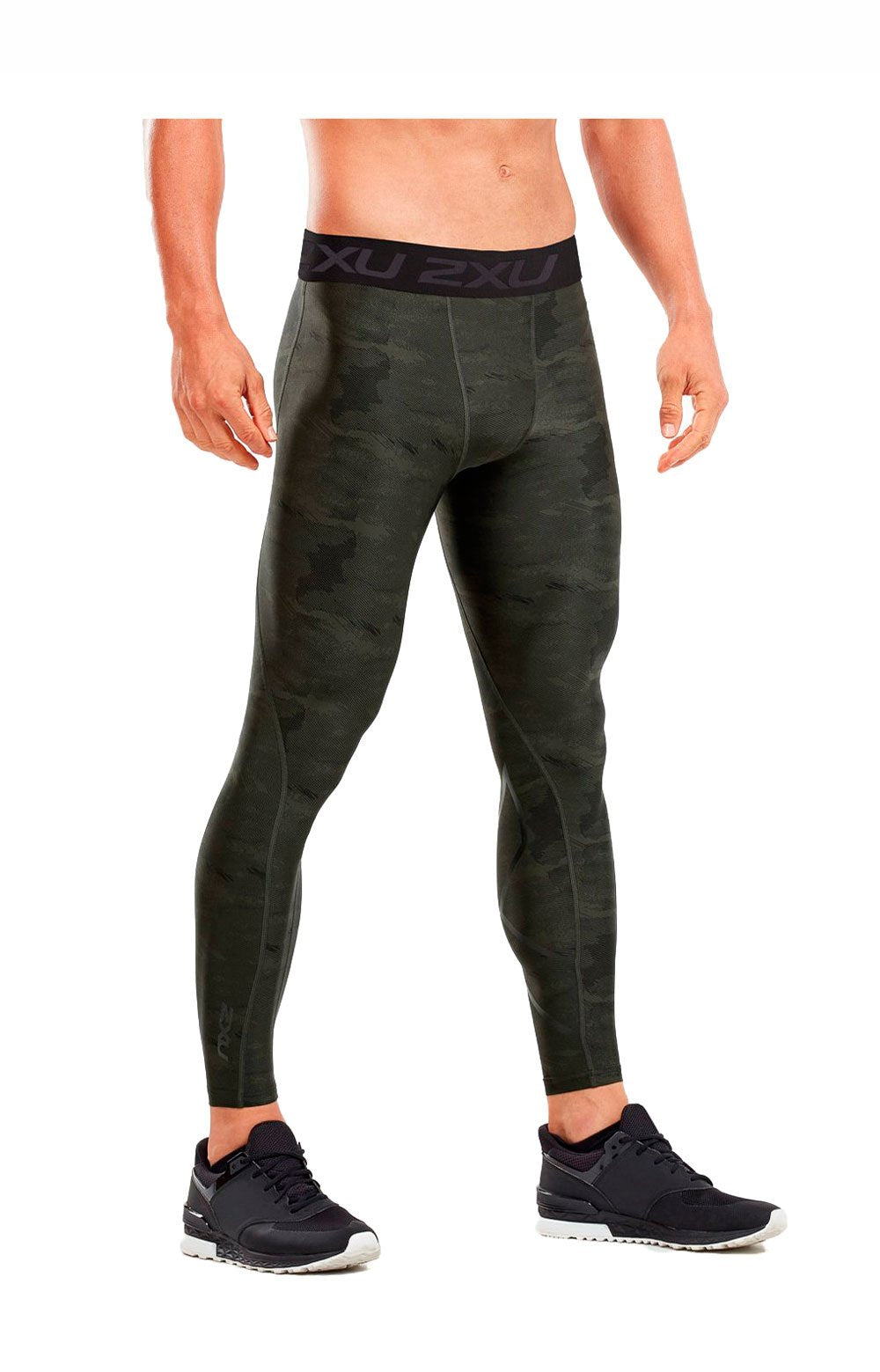 2XU Accelerate Print Compression Tights, Herren, Dunkelgrün/Schwarz