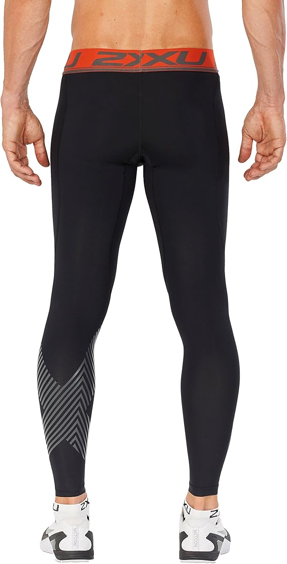 2XU Accelerate Compression Tights, Herren, Black/Red Orange Silver