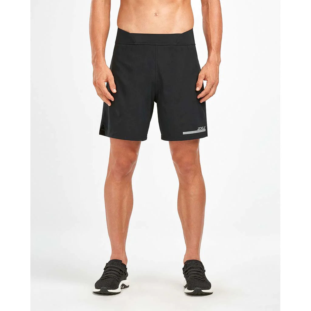 2XU Run 2in1 Compression 7Inch Shorts, Herren, Black/Silver