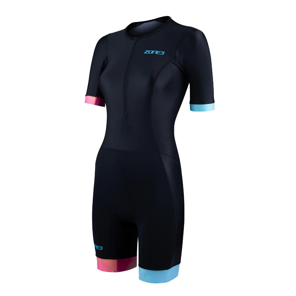 Zone3 Activate Plus, Short Sleeve Trisuit, Kurzarm, Damen, Black/Neon