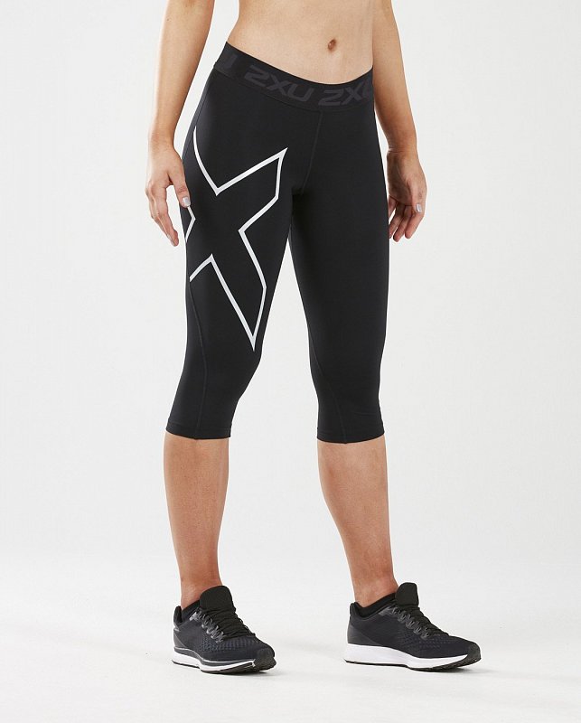 2XU Thermal Compression 3/4 Tights, Damen, Laufhose, Black/Silver