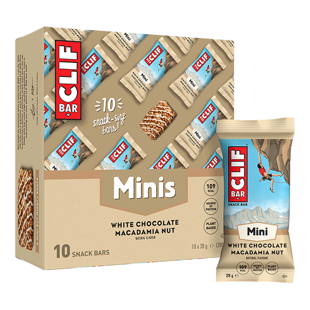 Riegel-Box 10 Stück CLIF BAR Energie Riegel Mini, White Chocolate Macadamia Nut, 28g MHD 10/24