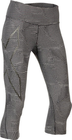 2XU Print Mid-Rise Comp 3/4 Tights, Damen, Laufhose, White X Black/Black