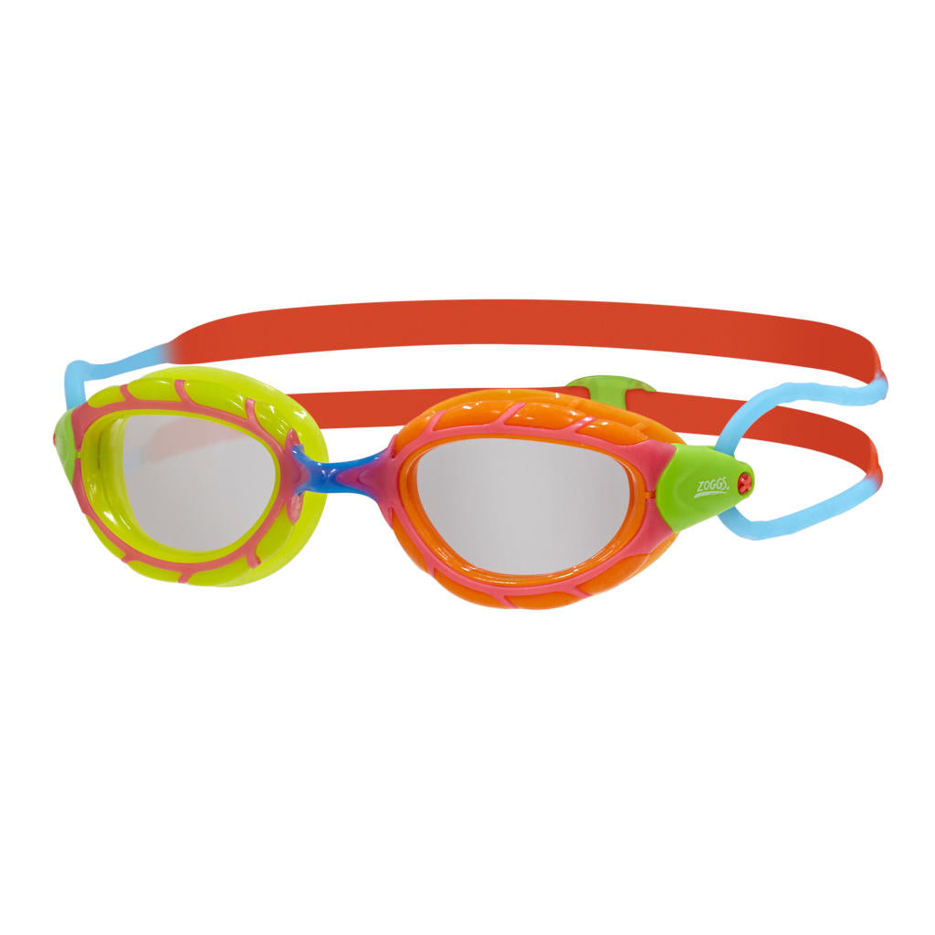Zoggs Predator Junior, klare Gläser, green & orange/red & blue/clear, gelb/rot/orange