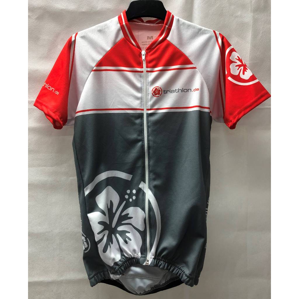 triathlon.de Basic Radtrikot, Herren, grau/weiß/rot