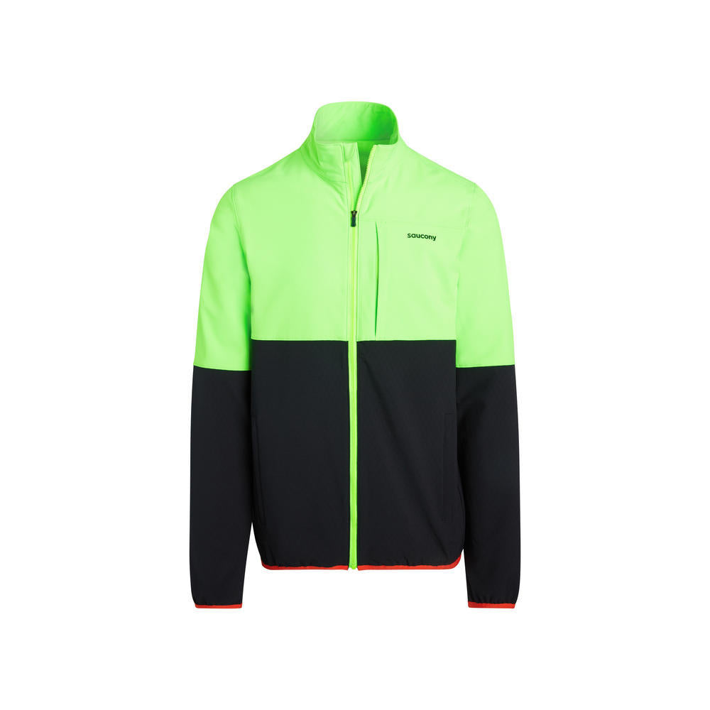 Saucony Bluster Jacket, Herren, vizi slime, neon-grüngelb/schwarz