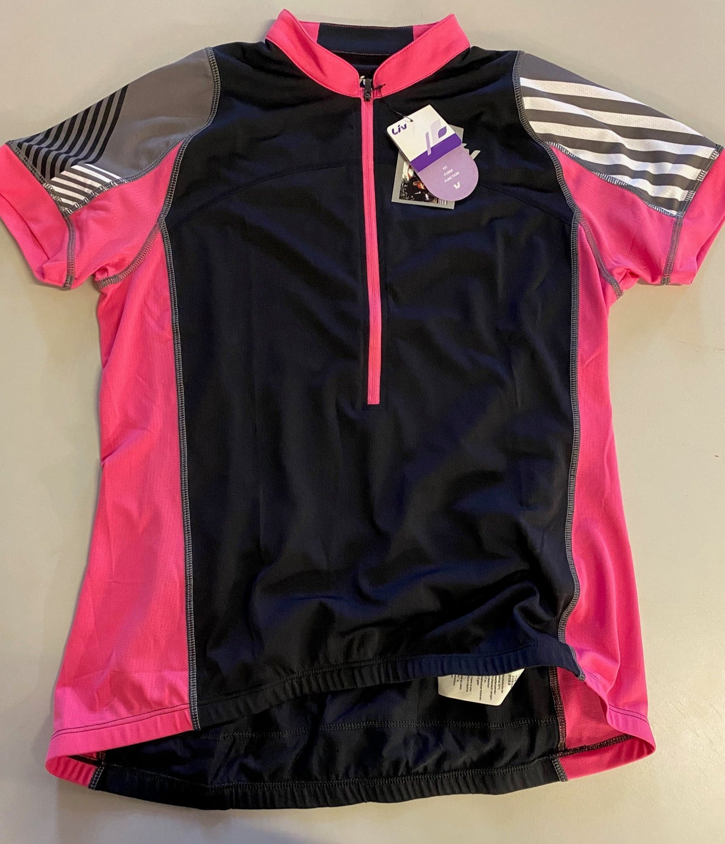 Liv Aqua SS Jersey black/Hot Pink Größe L