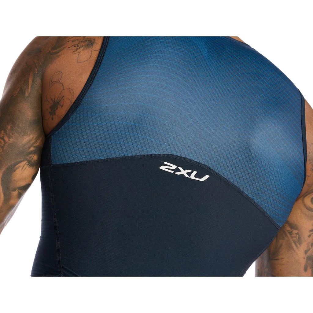 2XU Light Speed Front Zip Trisuit, Herren, outerspace/white, hell-/dunkelblau/weiß
