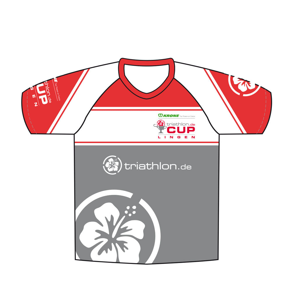 triathlon.de Cup Lingen 2019, Laufshirt, Herren, grau/rot/weiß