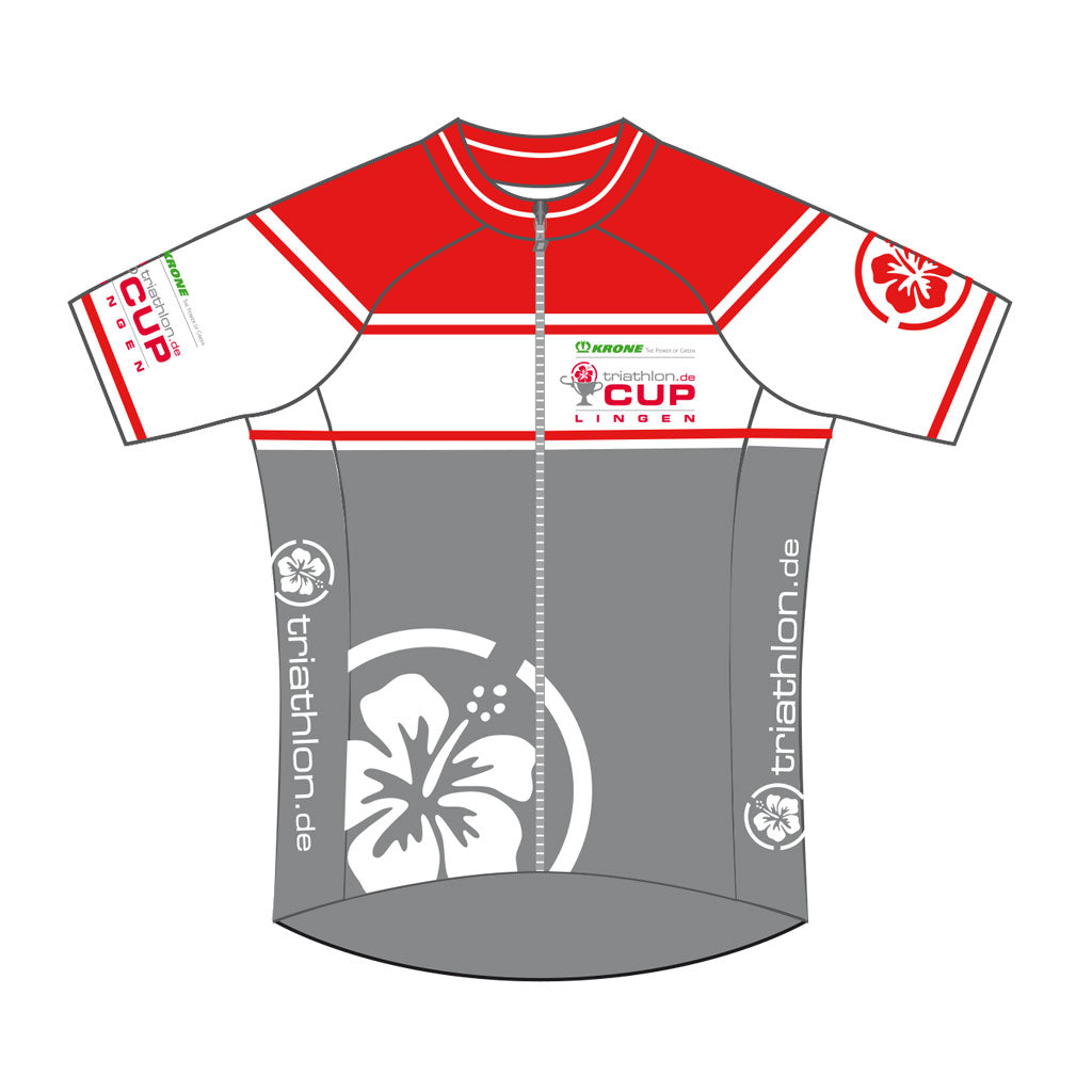 triathlon.de Basic Radtrikot, Herren, grau/weiß/rot, triathlon.de Cup Lingen 2019