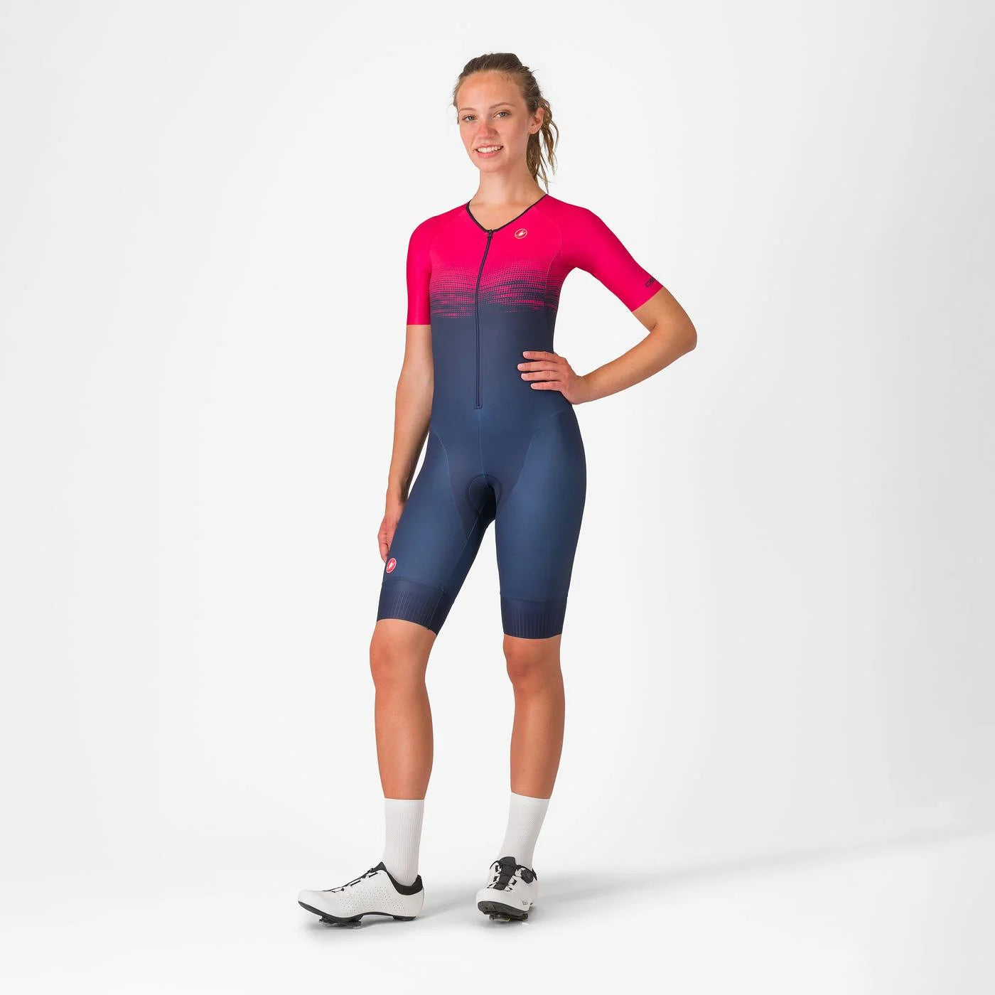 Castelli Core Tri W Short Sleeve Trisuit, Damen, Begian Blue/Bright Rose