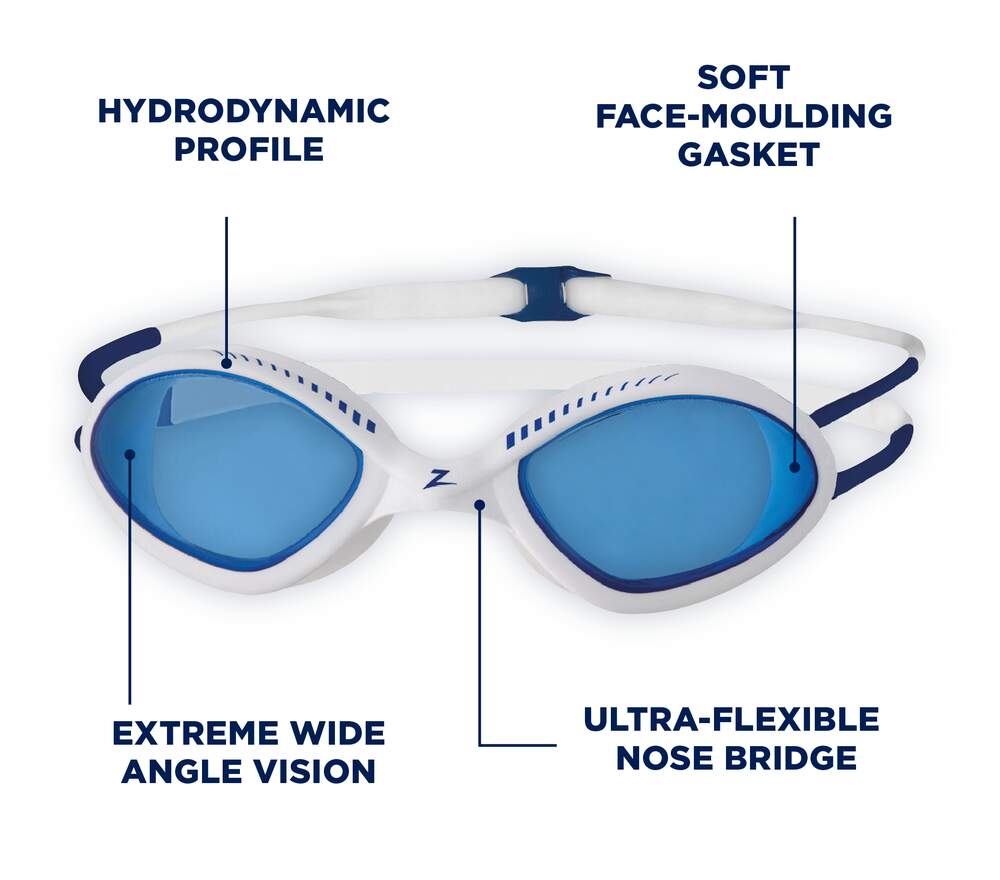 Zoggs Tiger, White/Blue/Tint Blue Lens