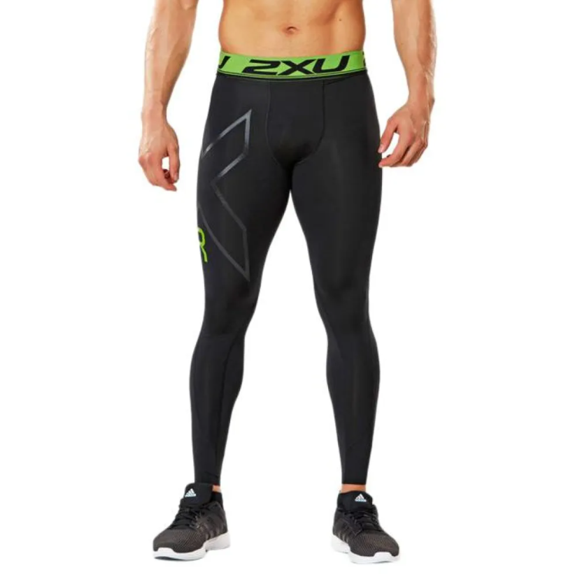 2XU Refresh Recovery Compression Tights, men, running tights, black/green