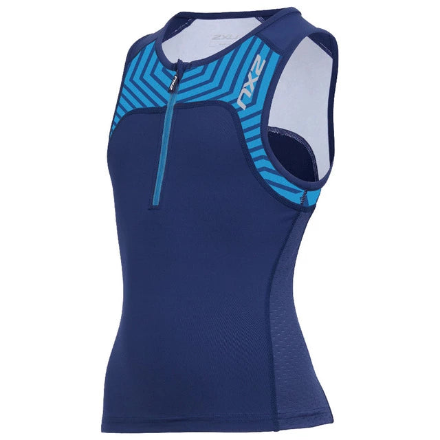 2XU Active Youth Tri Singlet, Kinder, Navy/Aqua Blue