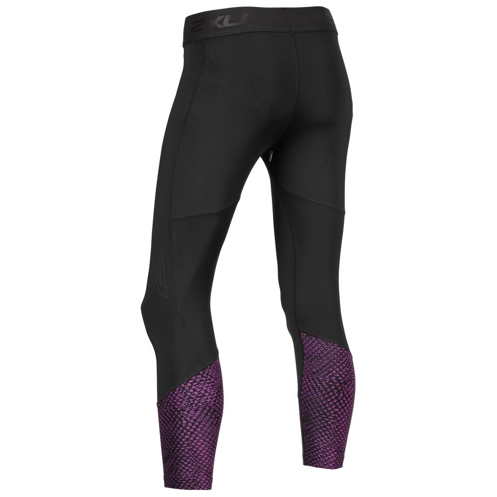 2XU Accelerate Compression 7/8 Tights, Damen, Black/Reverse Mesh Fuchsia