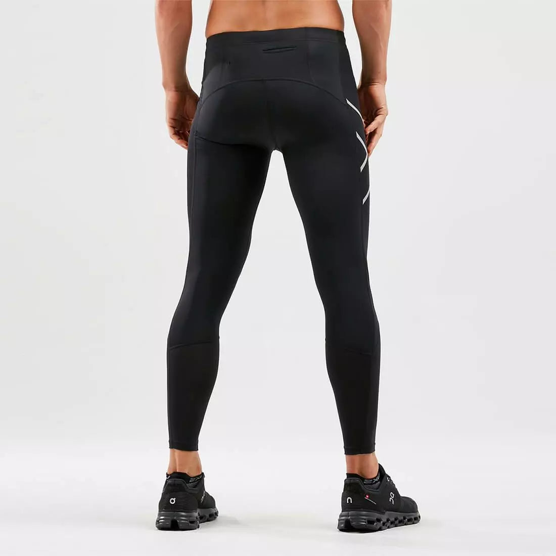 2XU Run Dash Compression Tights, Herren, Laufhose, Black/Silver Reflective