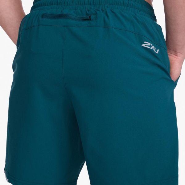 2XU Aero 7 Inch Shorts, Herren, Deep Jade/Silver Reflective