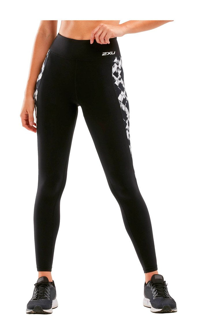 2XU Fitness Hi -Rise Compression Tights, Damen, Laufhose, Black/Texture