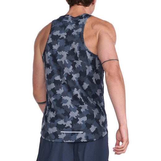 2XU Light Speed Singlet, Herren, Block Camo/Silver Reflective