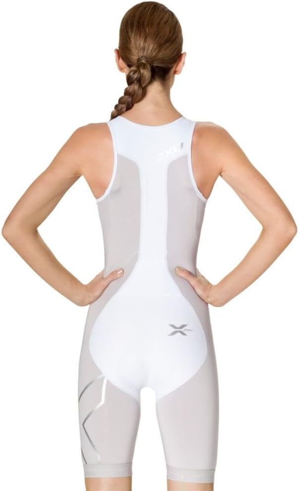2XU Compression Trisuit, Frontzip, Damen, White/Grey, B-Ware, kein Umtausch