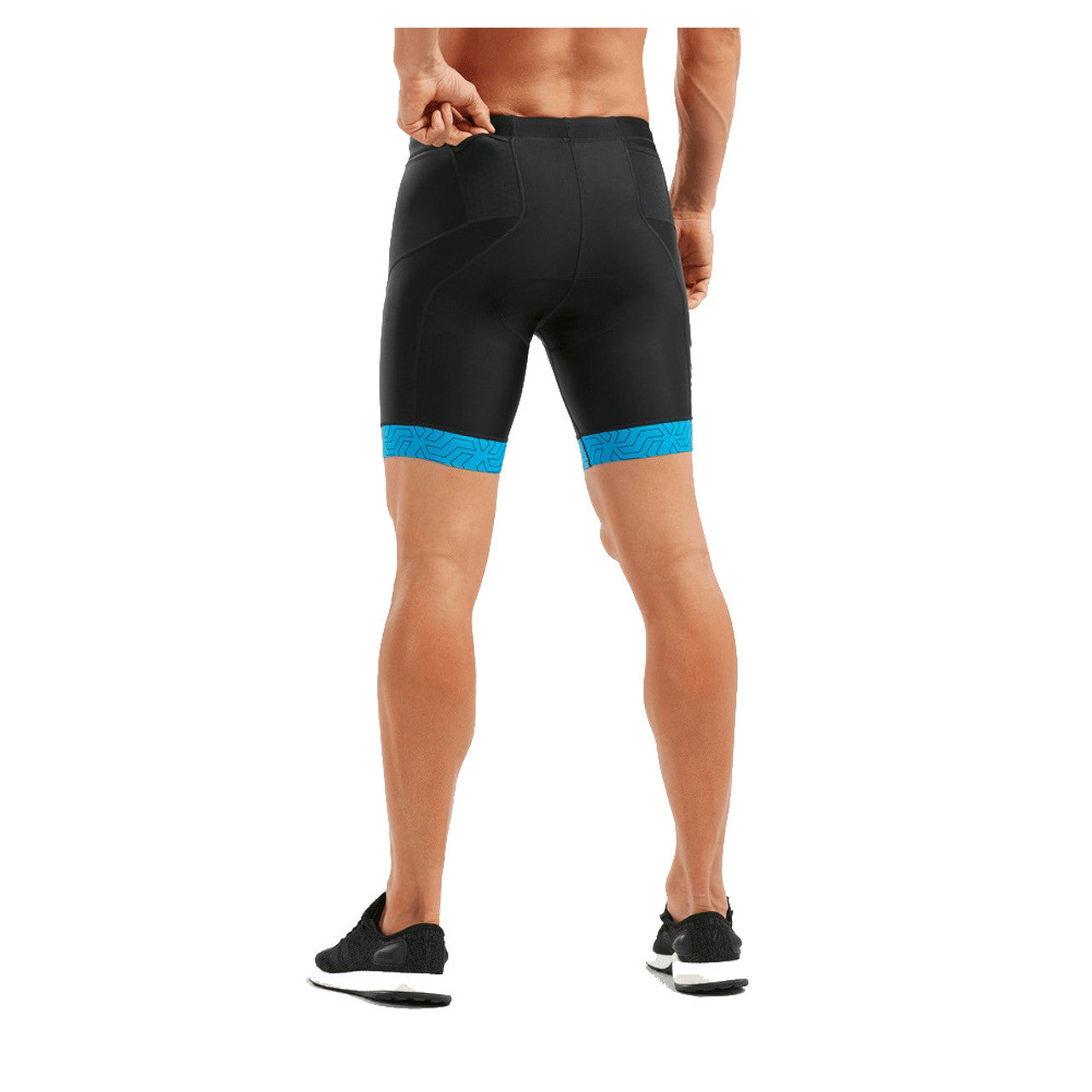 2XU Herren Perform Tri Shorts 7inch, Black / Signal Blue Print