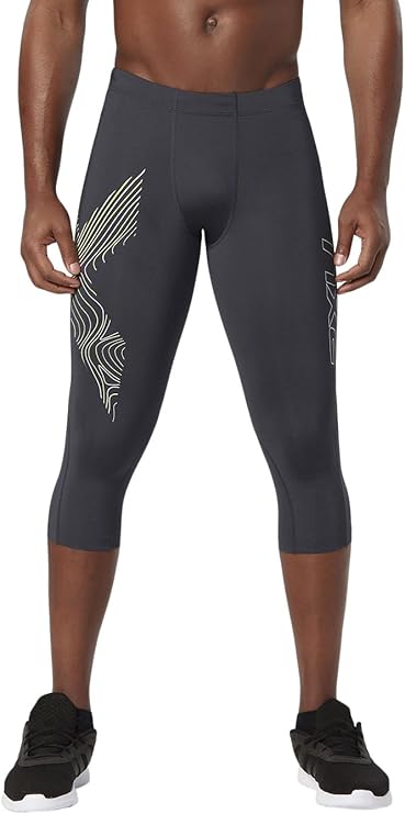 2XU Hyoptik Compression 3/4 Tights, Laufhose, Herren, Steel/Lumminate