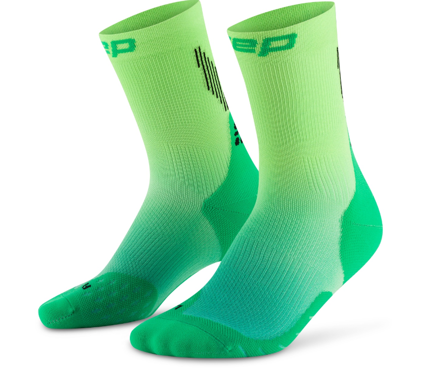 CEP Core Run Edt. Gradient Socks 5.0 - Mid Cut, Herren, green / lime fade