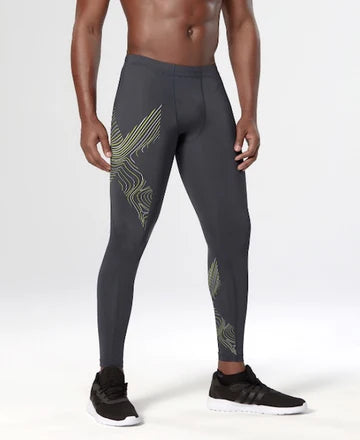 2XU Hyoptik Compression Tights, Laufhose, Herren, Steel/Lumminate