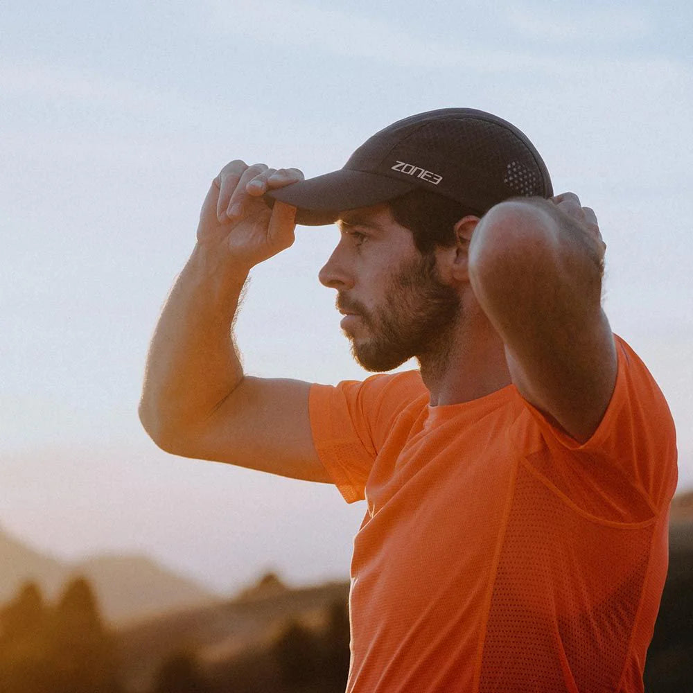 Zone3 Lightweight Mesh Triathlon and Running Baseball Cap, Navy/Silver