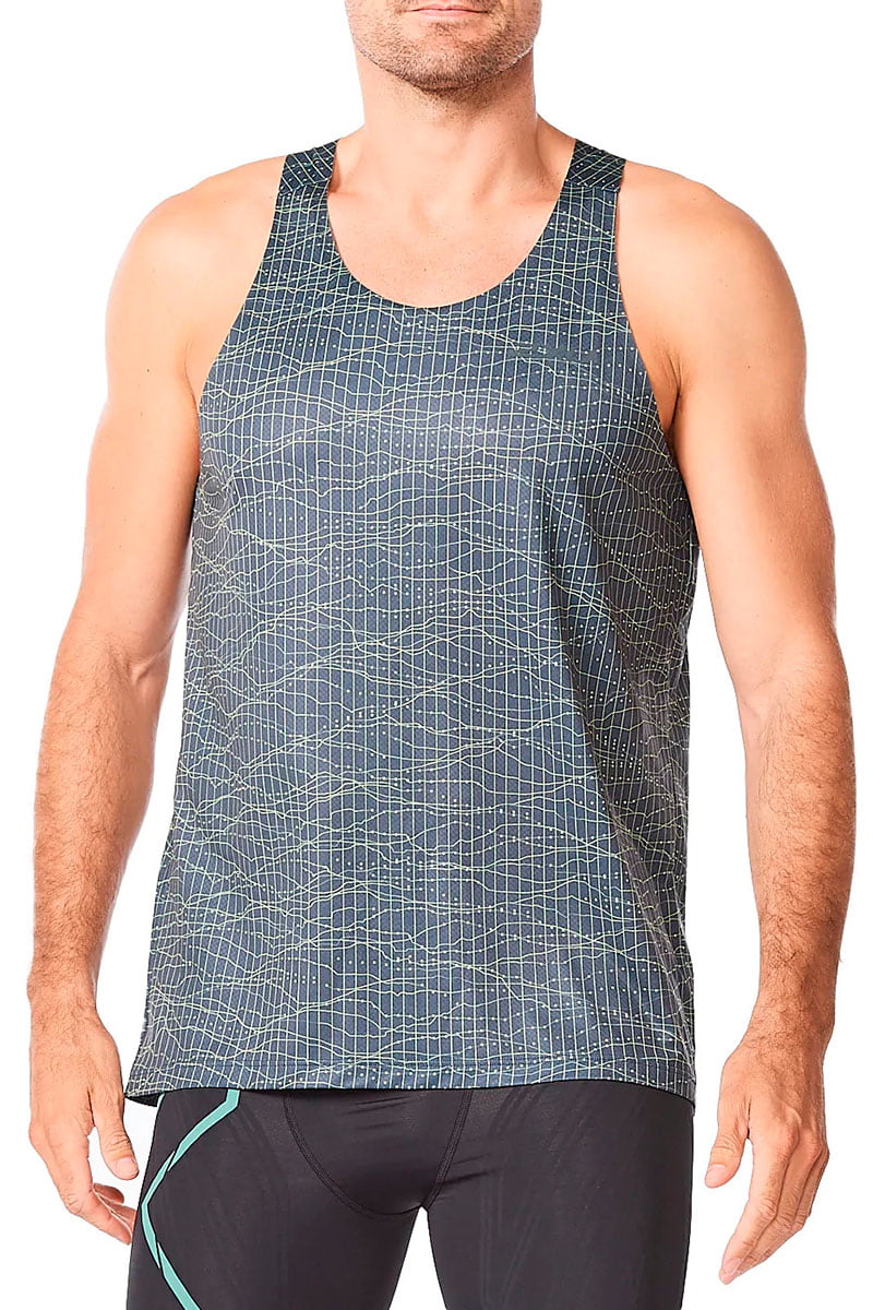 2XU Light Speed Singlet, Herren, Digitl Wave/Black Reflective