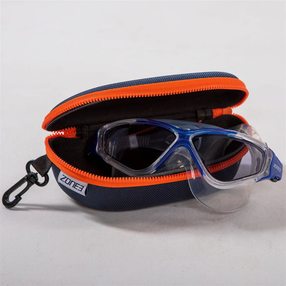 Zone3 Protective Swim Goggle Case, Schwimmbrillenetui, Navy/Orange