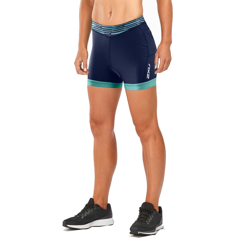 2XU Active 4.5" Tri Short, Damen, Navy/Aqua