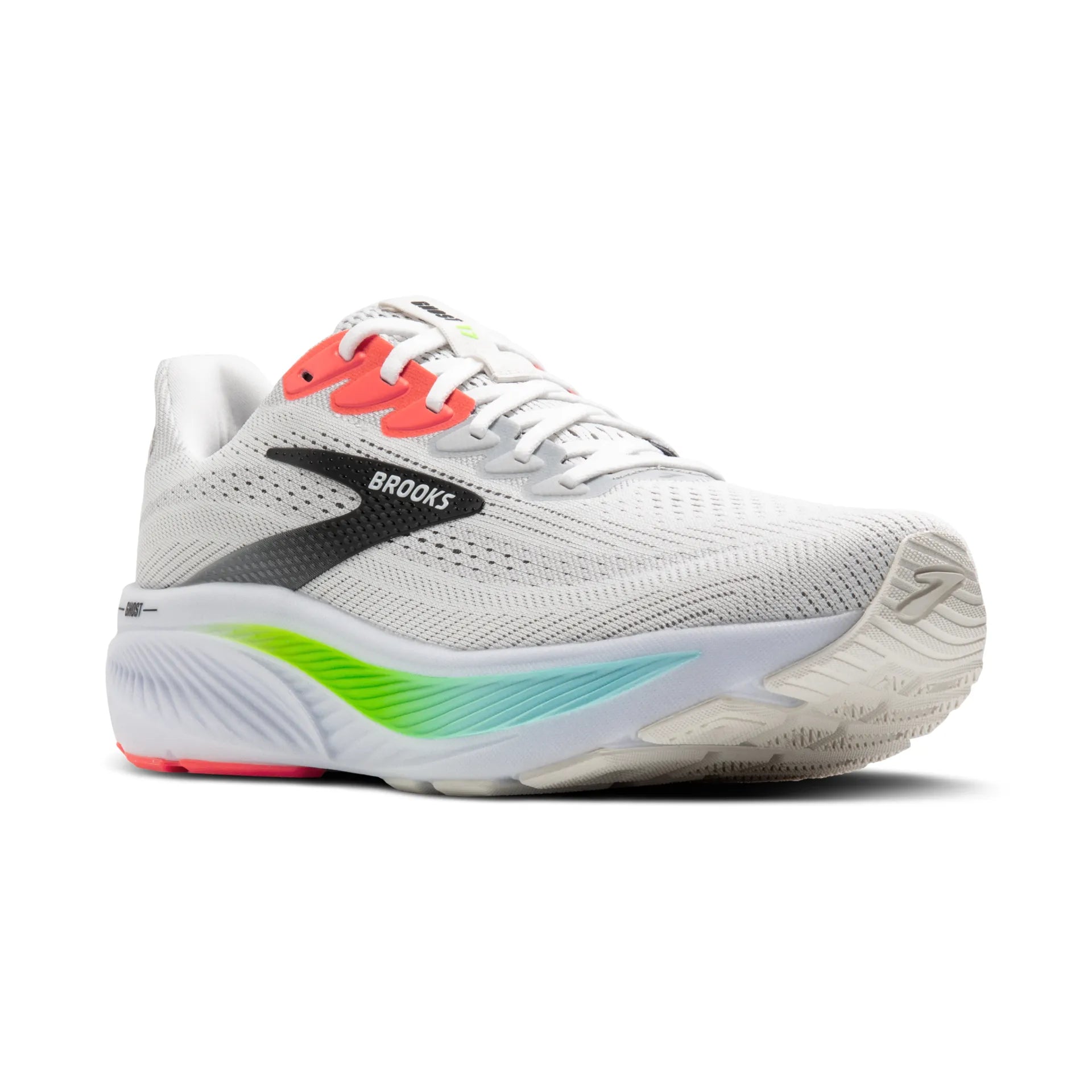 Brooks Ghost 17, Laufschue, Herren, White/Pink Clay/Gecko