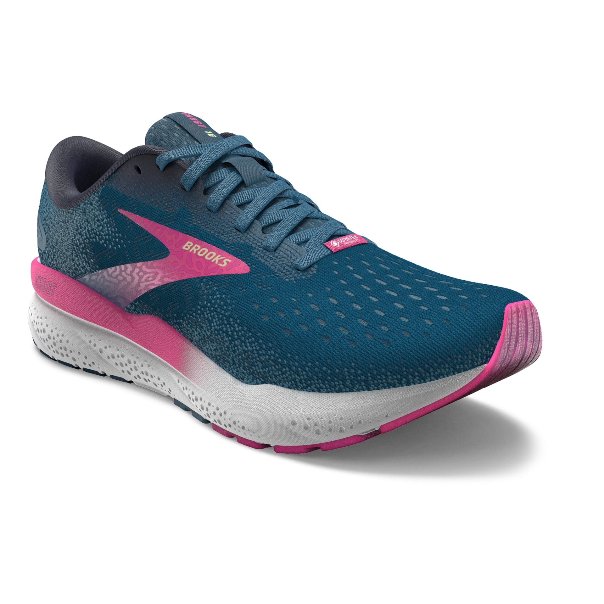 Brooks Ghost 16 GTX, Damen, Moroccan Blue/Pink/Yellow