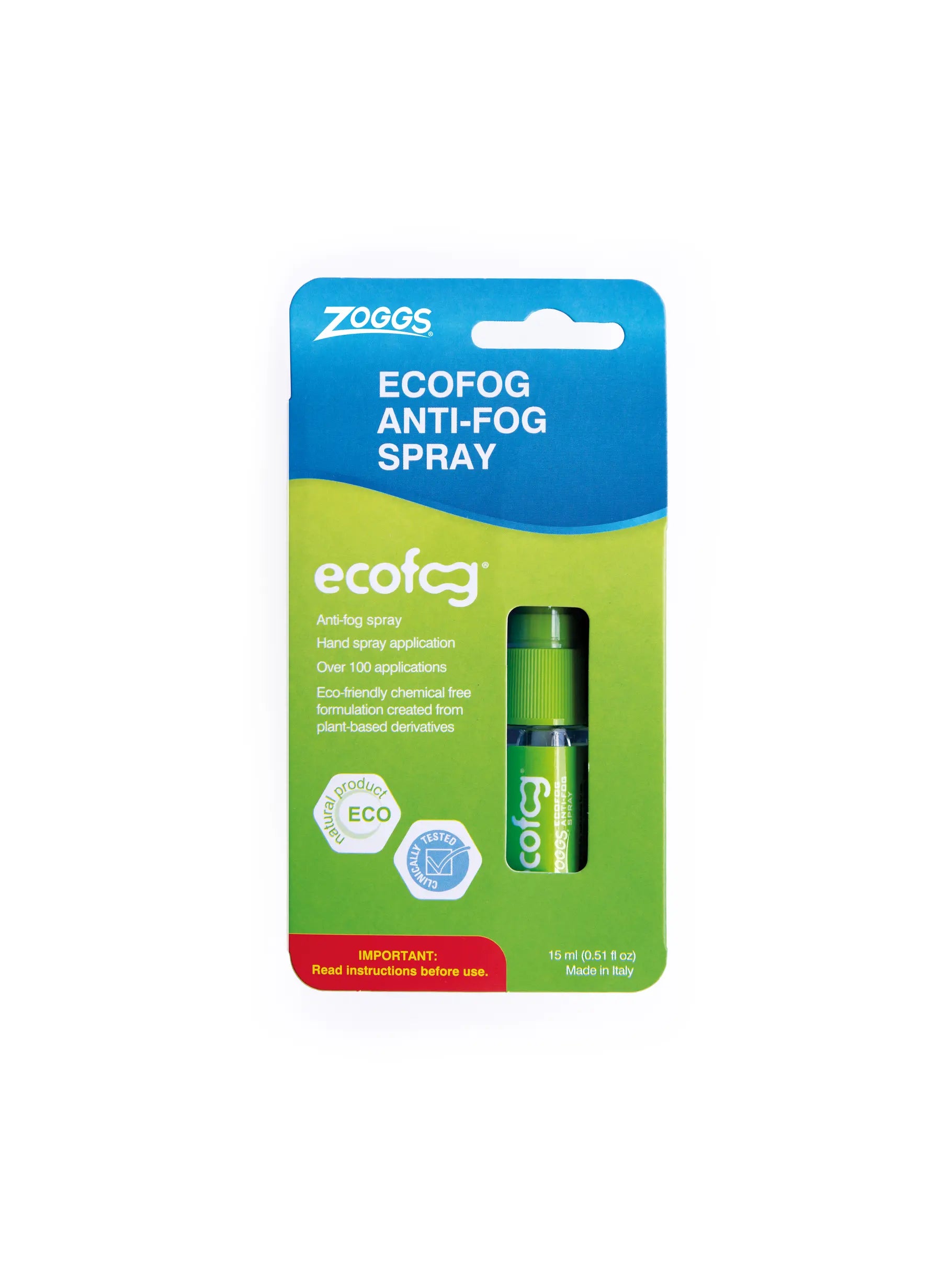Zoggs Ecofog Anti Fog Spray, 15 ml