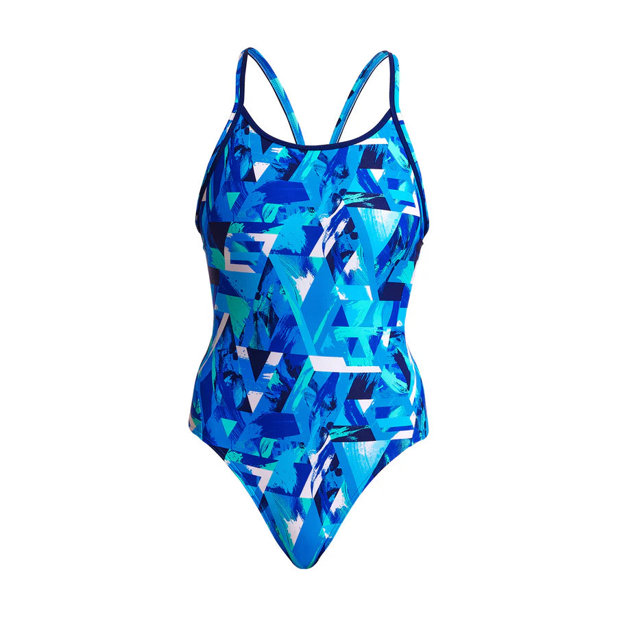 Way Funky Funkita, Diamond Back One Piece Bashed Blue, Badeanzug, Kinder