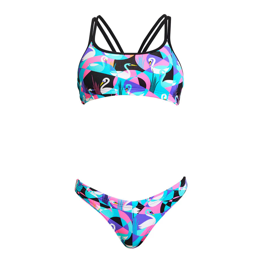 Way Funky Funkita, Eco Criss Cross Two Piece Swan Around, Zweiteiler-Badeanzug, Kinder