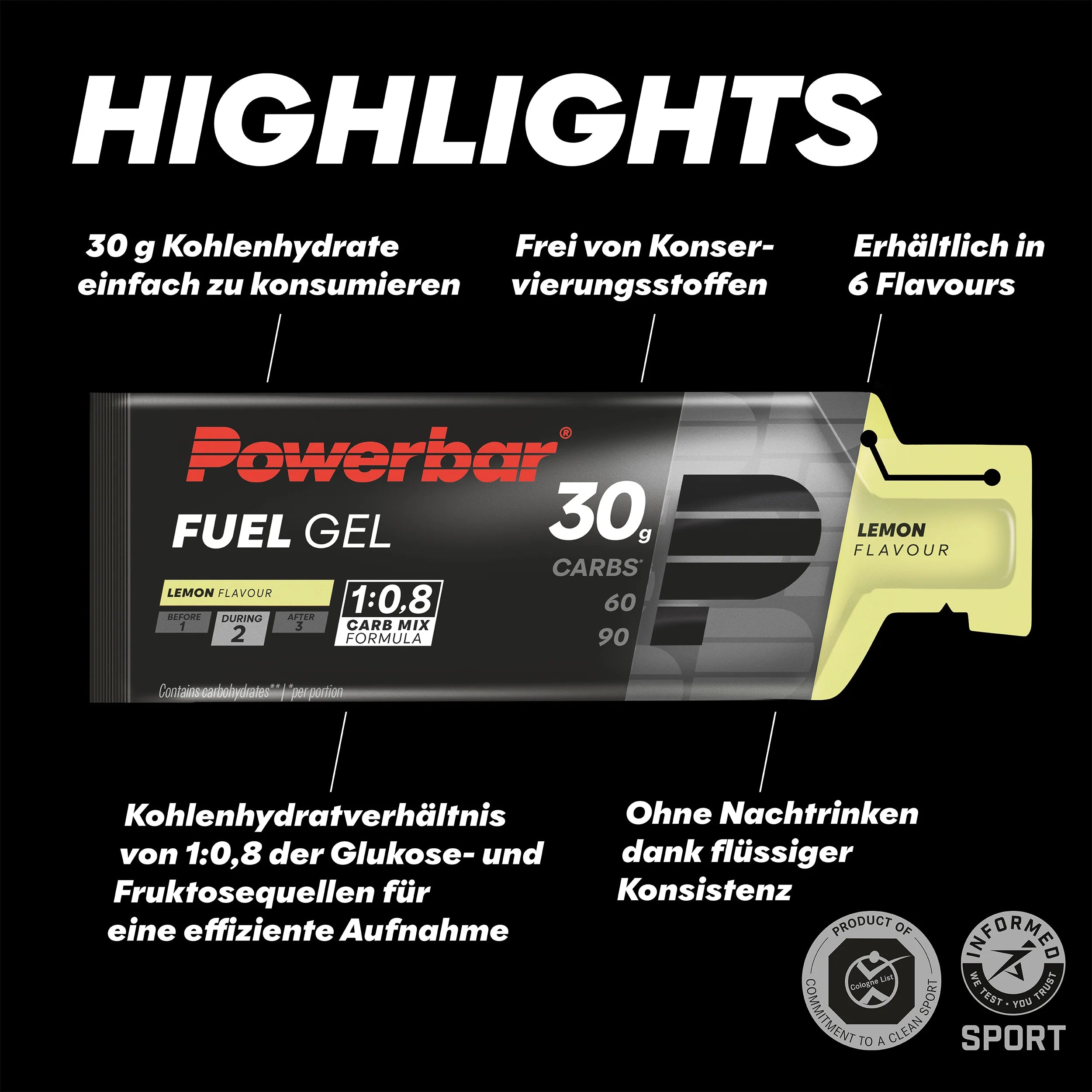 Powerbar Fuel Gel 30, Lemon, 50ml