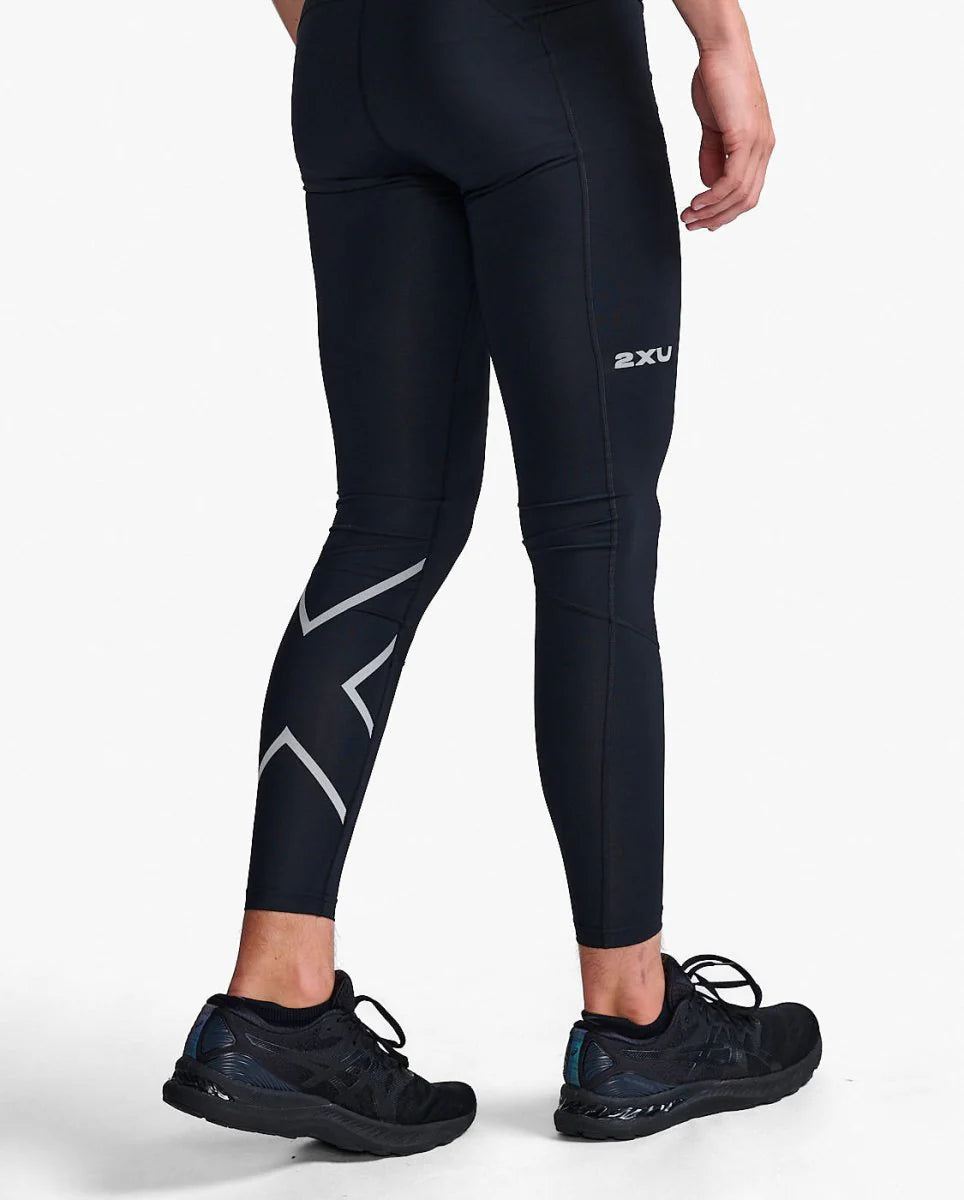 2XU Aero Compression Tights, Herren, Black/Silver Reflective