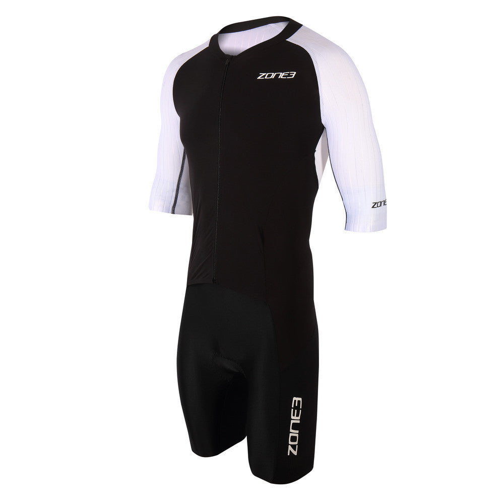 Men's Lava Long Distance Full Zip Short Sleeve Aero Trisuit, Herren, black/white