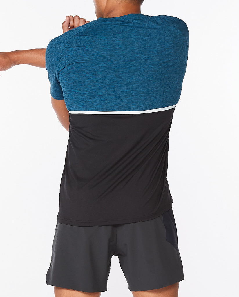 2XU Motion Colour Block Tee, Herren, Aquamarine/Black