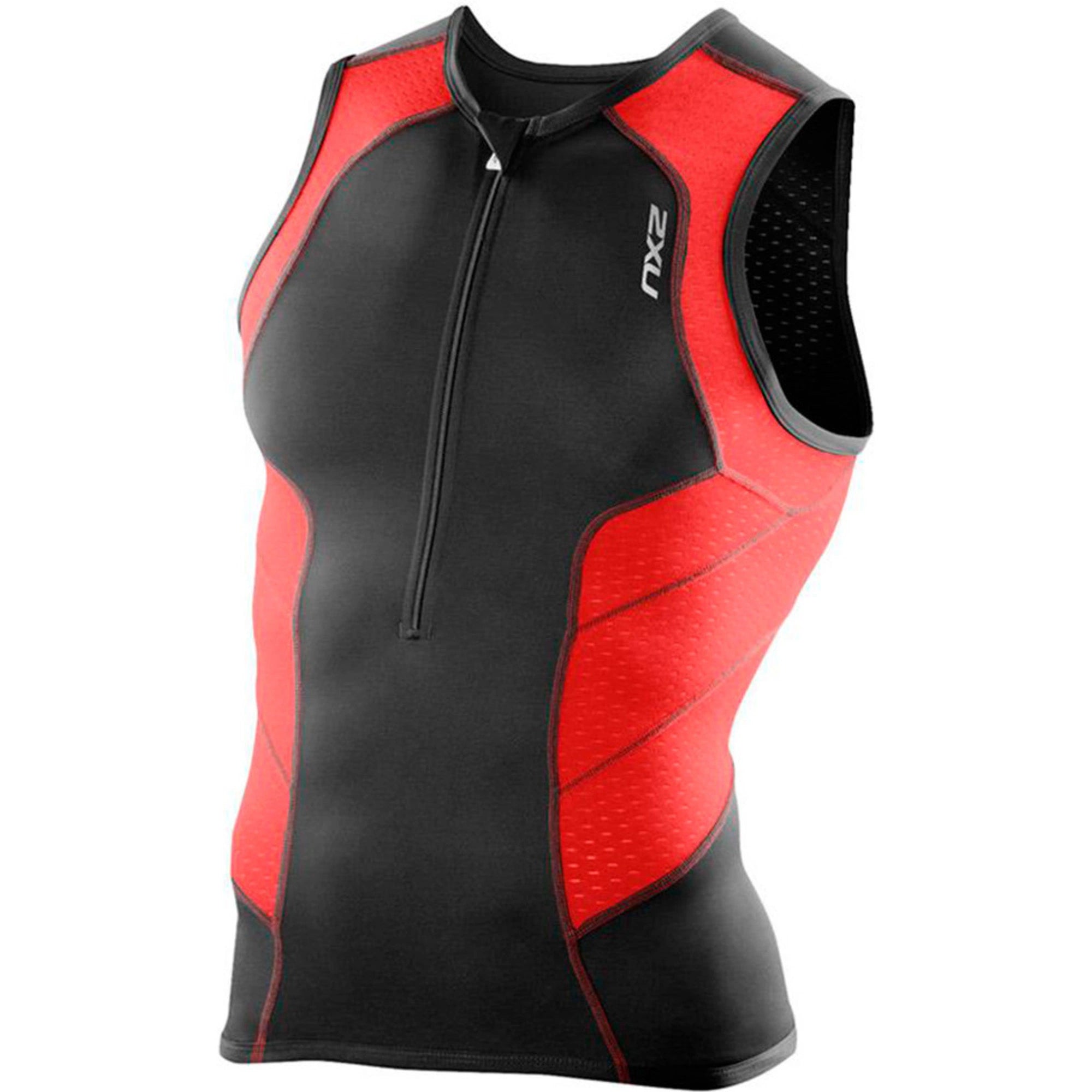 2XU Perform Tri Singlet, Herren, Black/Scarlet