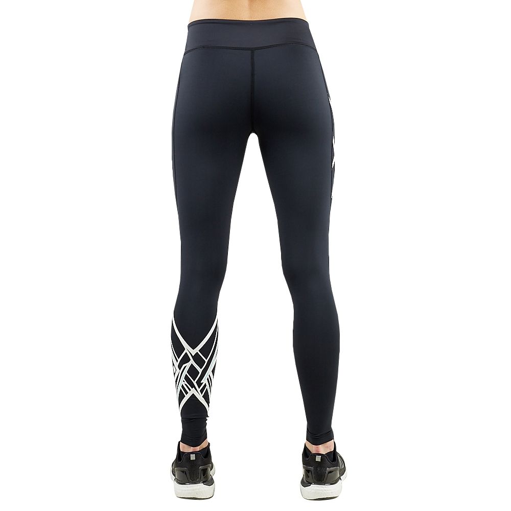 2XU ICE X Mid-Rise Compression Tights, Damen, Laufhose, Black/Metallic White