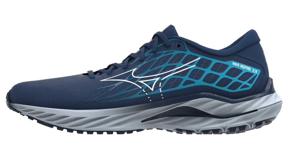 MIZUNO Wave Inspire 20, Herren, Estate Blue/White/River Blue