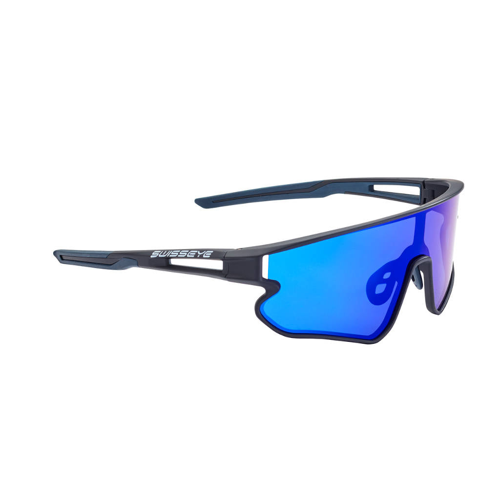 Swisseye Hurricane, schwarz matt/blau, Gläser blue Revo, Sportbrille, Radbrille