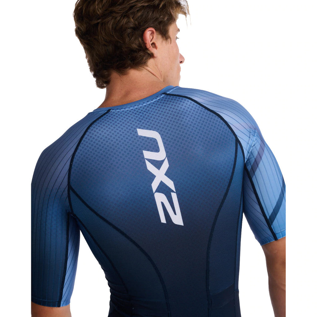 2XU Aero Sleeved Trisuit, men, midnight/turmeric, blue